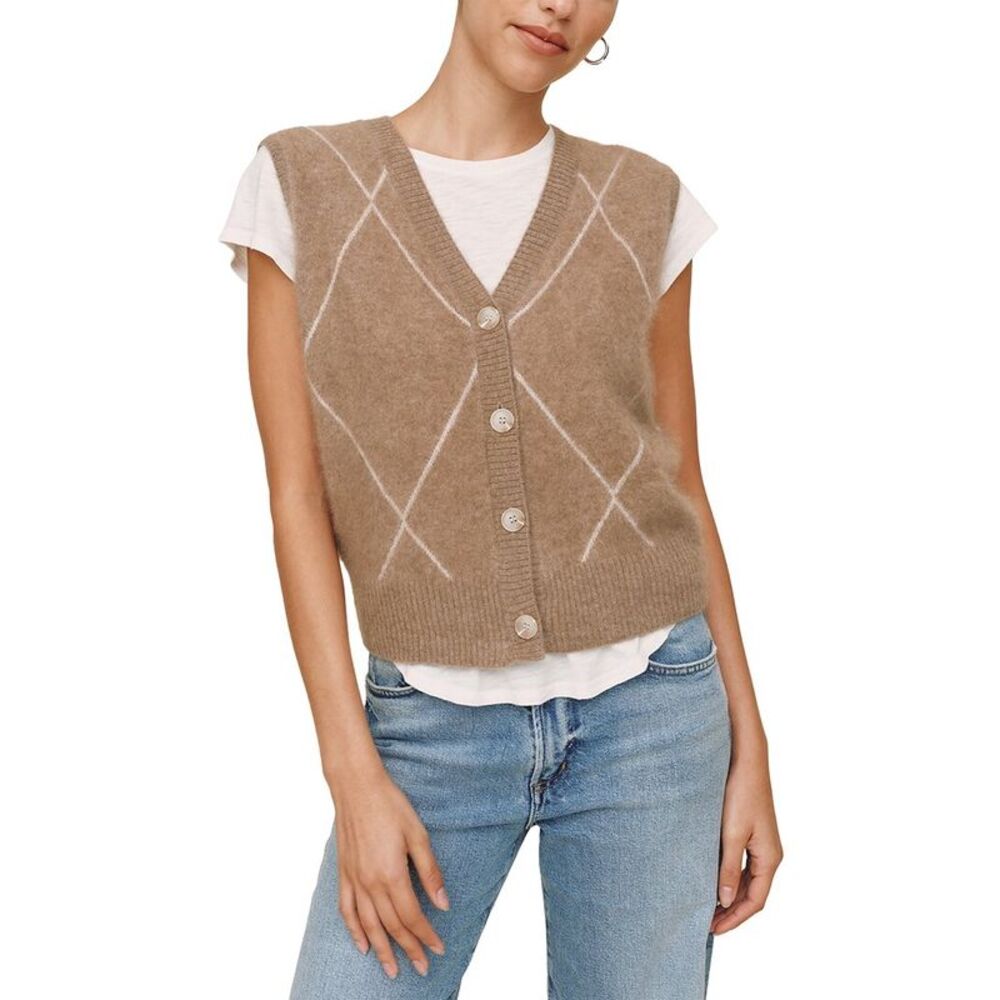 Bella Dahl Womens  Argyle Wool-Blend Vest